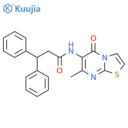 N-{7-methyl-5-oxo-5H-1,3thiazolo3,2-apyrimidin-6-yl}-3,3-diphenylpropanamide structure
