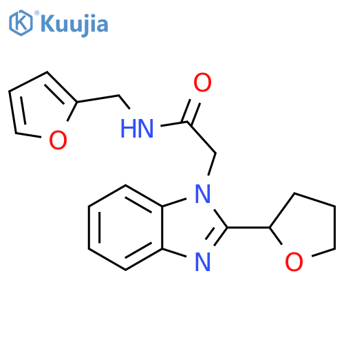 N-(furan-2-yl)methyl-2-2-(oxolan-2-yl)-1H-1,3-benzodiazol-1-ylacetamide structure