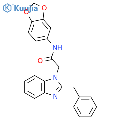 N-(benzo[d][1,3]dioxol-5-yl)-2-(2-benzyl-1H-benzo[d]imidazol-1-yl)acetamide structure