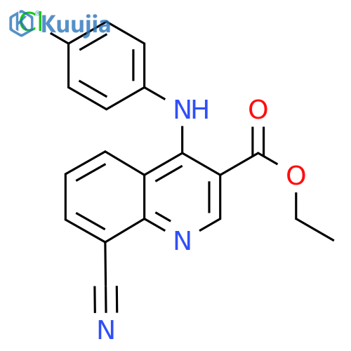 ethyl 4-(4-chlorophenyl)amino-8-cyanoquinoline-3-carboxylate structure