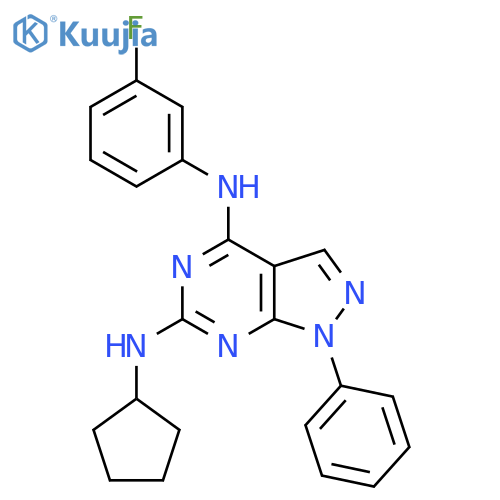 N6-cyclopentyl-N4-(3-fluorophenyl)-1-phenyl-1H-pyrazolo3,4-dpyrimidine-4,6-diamine structure