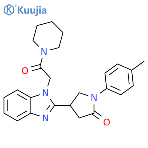 1-(4-methylphenyl)-4-{1-2-oxo-2-(piperidin-1-yl)ethyl-1H-1,3-benzodiazol-2-yl}pyrrolidin-2-one structure