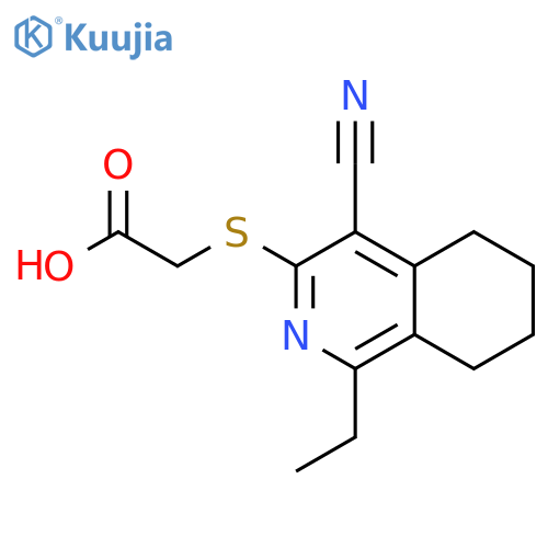 (4-Cyano-1-ethyl-5,6,7,8-tetrahydro-isoquinolin-3-ylsulfanyl)-acetic acid structure