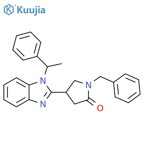 1-benzyl-4-1-(1-phenylethyl)-1H-1,3-benzodiazol-2-ylpyrrolidin-2-one structure