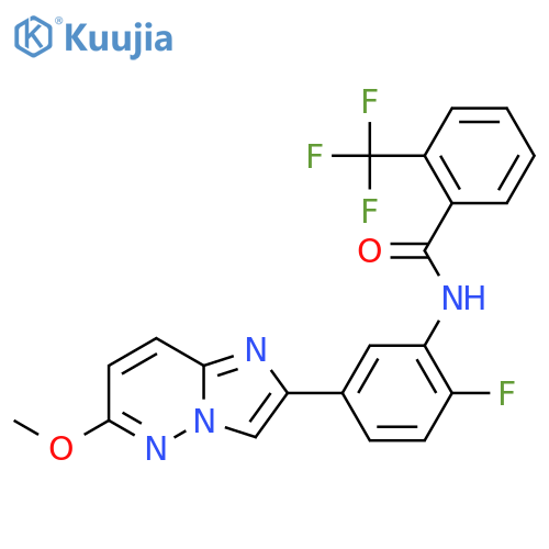 N-(2-fluoro-5-{6-methoxyimidazo1,2-bpyridazin-2-yl}phenyl)-2-(trifluoromethyl)benzamide structure