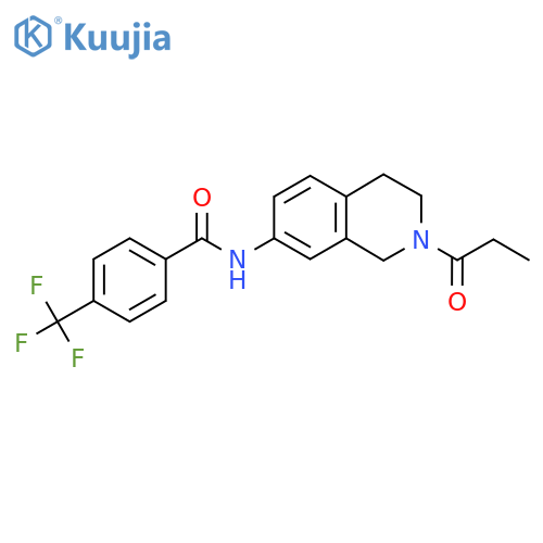 N-(2-propanoyl-1,2,3,4-tetrahydroisoquinolin-7-yl)-4-(trifluoromethyl)benzamide structure
