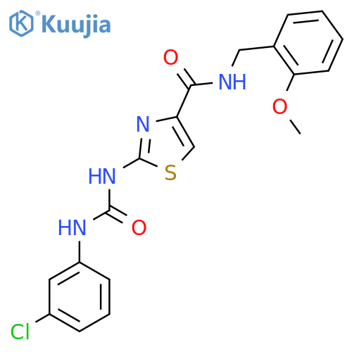 2-{(3-chlorophenyl)carbamoylamino}-N-(2-methoxyphenyl)methyl-1,3-thiazole-4-carboxamide structure