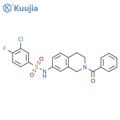N-(2-benzoyl-1,2,3,4-tetrahydroisoquinolin-7-yl)-3-chloro-4-fluorobenzene-1-sulfonamide structure