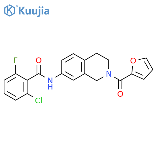 2-chloro-6-fluoro-N-2-(furan-2-carbonyl)-1,2,3,4-tetrahydroisoquinolin-7-ylbenzamide structure