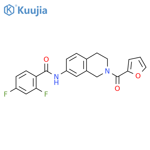 2,4-difluoro-N-2-(furan-2-carbonyl)-1,2,3,4-tetrahydroisoquinolin-7-ylbenzamide structure