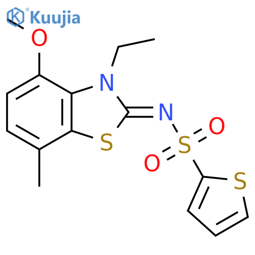 N-(2Z)-3-ethyl-4-methoxy-7-methyl-2,3-dihydro-1,3-benzothiazol-2-ylidenethiophene-2-sulfonamide structure
