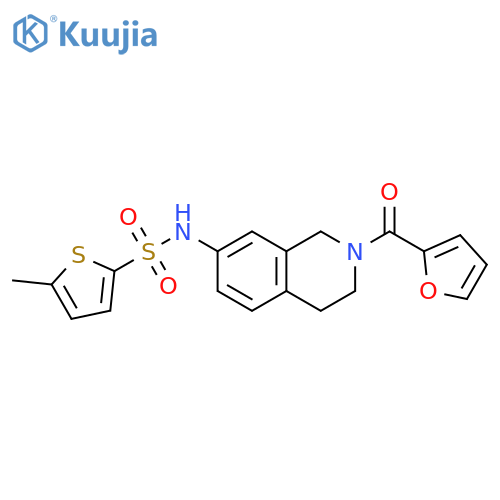 N-2-(furan-2-carbonyl)-1,2,3,4-tetrahydroisoquinolin-7-yl-5-methylthiophene-2-sulfonamide structure