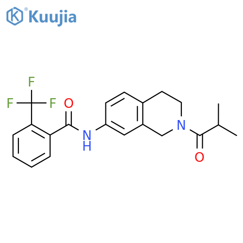 N-2-(2-methylpropanoyl)-1,2,3,4-tetrahydroisoquinolin-7-yl-2-(trifluoromethyl)benzamide structure