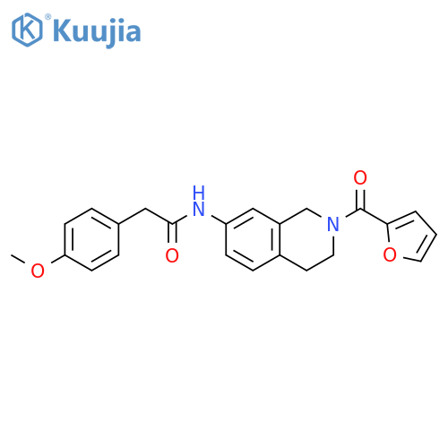 N-2-(furan-2-carbonyl)-1,2,3,4-tetrahydroisoquinolin-7-yl-2-(4-methoxyphenyl)acetamide structure