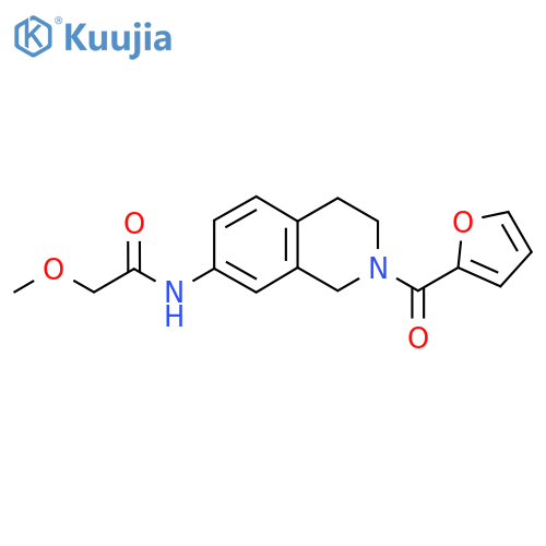 N-2-(furan-2-carbonyl)-1,2,3,4-tetrahydroisoquinolin-7-yl-2-methoxyacetamide structure