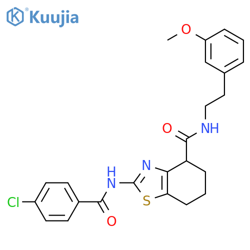 2-(4-chlorobenzamido)-N-2-(3-methoxyphenyl)ethyl-4,5,6,7-tetrahydro-1,3-benzothiazole-4-carboxamide structure