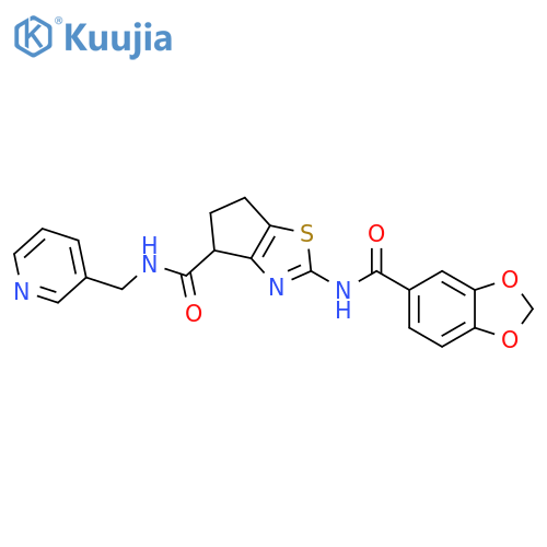 2-(2H-1,3-benzodioxole-5-amido)-N-(pyridin-3-yl)methyl-4H,5H,6H-cyclopentad1,3thiazole-4-carboxamide structure