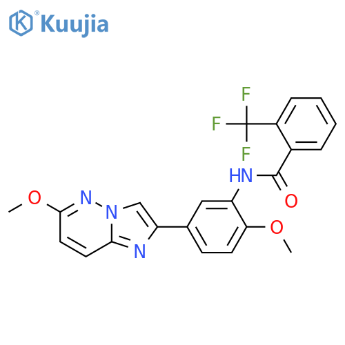 N-(2-methoxy-5-{6-methoxyimidazo1,2-bpyridazin-2-yl}phenyl)-2-(trifluoromethyl)benzamide structure