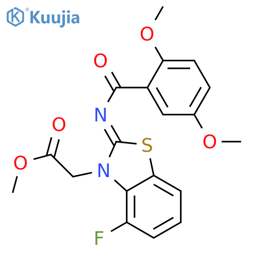 methyl 2-(2E)-2-(2,5-dimethoxybenzoyl)imino-4-fluoro-2,3-dihydro-1,3-benzothiazol-3-ylacetate structure