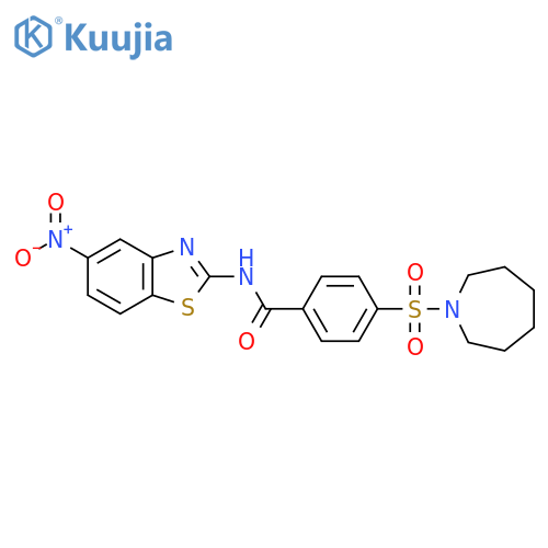 4-(azepane-1-sulfonyl)-N-(5-nitro-1,3-benzothiazol-2-yl)benzamide structure