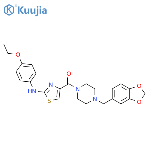 4-{4-(2H-1,3-benzodioxol-5-yl)methylpiperazine-1-carbonyl}-N-(4-ethoxyphenyl)-1,3-thiazol-2-amine structure