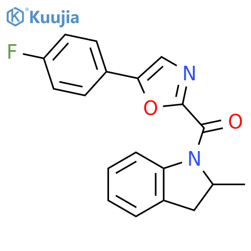 1-5-(4-fluorophenyl)-1,3-oxazole-2-carbonyl-2-methyl-2,3-dihydro-1H-indole structure