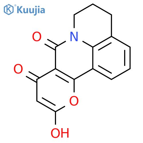 11-hydroxy-5,6-dihydro-4H,8H,9H-pyrano[3,2-c]pyrido[3,2,1-ij]quinoline-8,9-dione structure