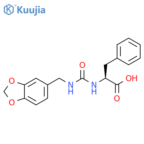 (S)-2-(3-(benzo[d][1,3]dioxol-5-ylmethyl)ureido)-3-phenylpropanoic acid structure