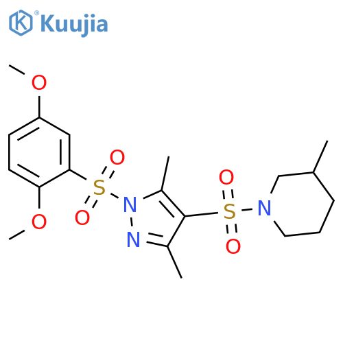 1-{1-(2,5-dimethoxybenzenesulfonyl)-3,5-dimethyl-1H-pyrazol-4-ylsulfonyl}-3-methylpiperidine structure
