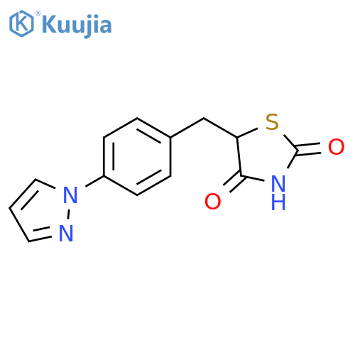 5-{[4-(1H-pyrazol-1-yl)phenyl]methyl}-1,3-thiazolidine-2,4-dione structure