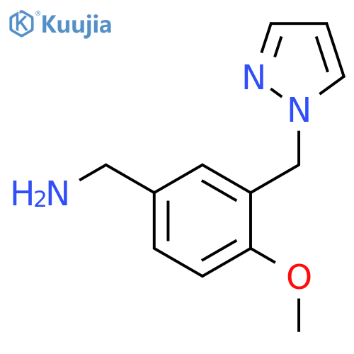 4-methoxy-3-(1H-pyrazol-1-ylmethyl)phenylmethanamine structure