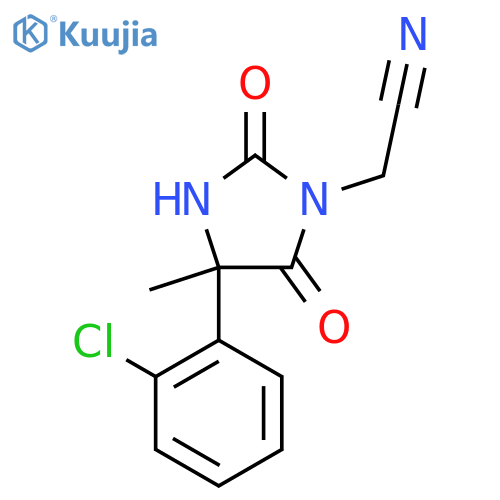 2-4-(2-chlorophenyl)-4-methyl-2,5-dioxoimidazolidin-1-ylacetonitrile structure