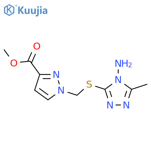 Methyl 1-{(4-Amino-5-methyl-4H-1,2,4-triazol-3-yl)thiomethyl}-1H-pyrazole-3-carboxylate structure