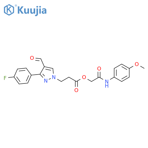 2-[(4-Methoxyphenyl)amino]-2-oxoethyl 3-(4-fluorophenyl)-4-formyl-1H-pyrazole-1-propanoate structure