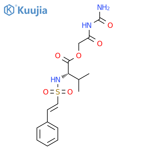2-(carbamoylamino)-2-oxoethyl (2S)-3-methyl-2-(2-phenylethenesulfonamido)butanoate structure