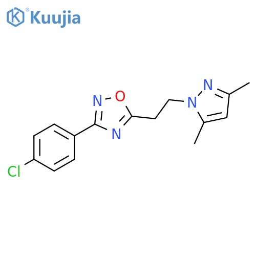 3-(4-chlorophenyl)-5-2-(3,5-dimethyl-1H-pyrazol-1-yl)ethyl-1,2,4-oxadiazole structure
