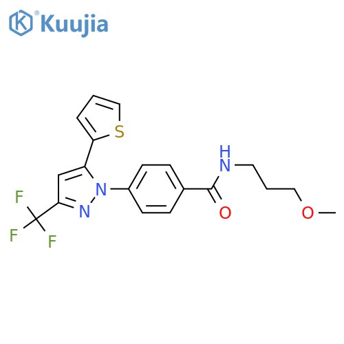 N-(3-methoxypropyl)-4-5-(thiophen-2-yl)-3-(trifluoromethyl)-1H-pyrazol-1-ylbenzamide structure