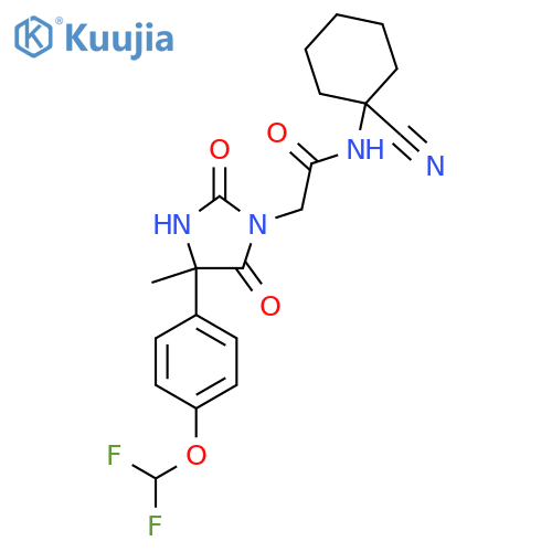 N-(1-cyanocyclohexyl)-2-{4-[4-(difluoromethoxy)phenyl]-4-methyl-2,5-dioxoimidazolidin-1-yl}acetamide structure