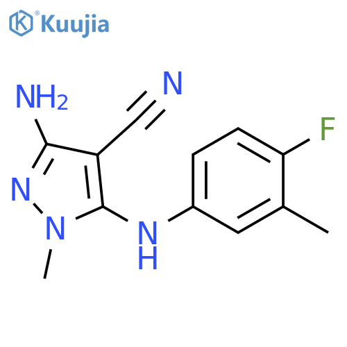 3-Amino-5-(4-fluoro-3-methylanilino)-1-methyl-1H-pyrazole-4-carbonitrile structure