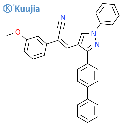 (2Z)-3-(3-{[1,1'-Biphenyl]-4-yl}-1-phenyl-1H-pyrazol-4-yl)-2-(3-methoxyphenyl)prop-2-enenitrile structure