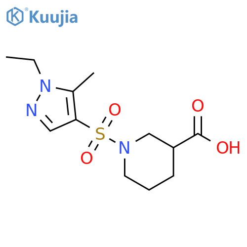 1-(1-Ethyl-5-methyl-1H-pyrazol-4-yl)sulfonylpiperidine-3-carboxylic Acid structure