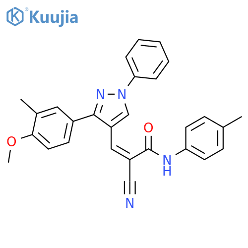 (Z)-2-cyano-3-[3-(4-methoxy-3-methylphenyl)-1-phenylpyrazol-4-yl]-N-(4-methylphenyl)prop-2-enamide structure