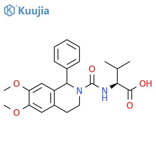(2S)-2-[(6,7-dimethoxy-1-phenyl-3,4-dihydro-1H-isoquinoline-2-carbonyl)amino]-3-methylbutanoic acid structure