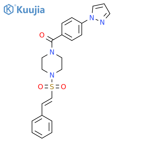 1-(2-phenylethenesulfonyl)-4-[4-(1H-pyrazol-1-yl)benzoyl]piperazine structure