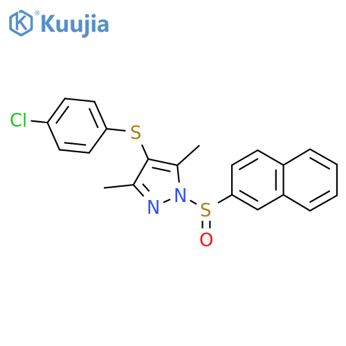 4-(4-chlorophenyl)sulfanyl-3,5-dimethyl-1-(naphthalene-2-sulfinyl)-1H-pyrazole structure