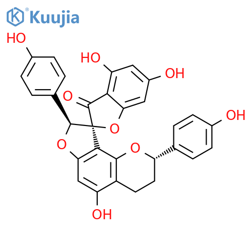 Spiro[benzofuran-2(3H),9'(8'H)-[2H]furo[2,3-h][1]benzopyran]-3-one,3',4'-dihydro-4,5',6-trihydroxy-2',8'-bis(4-hydroxyphenyl)-, (2S,2'S,8'S)- structure