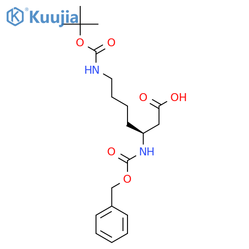 (3S)-7-[(2-Methylpropan-2-yl)oxycarbonylamino]-3-(phenylmethoxycarbonylamino)heptanoic acid structure