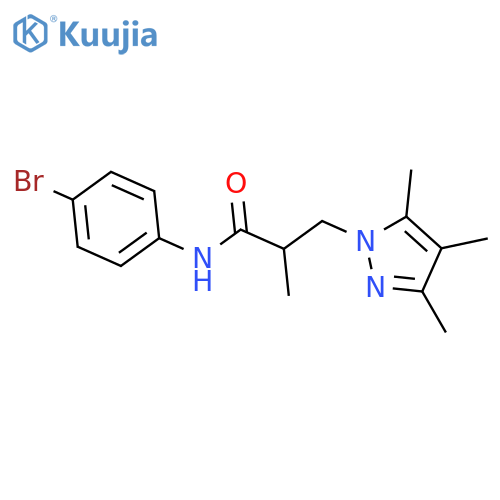 N-(4-bromophenyl)-2-methyl-3-(3,4,5-trimethyl-1H-pyrazol-1-yl)propanamide structure