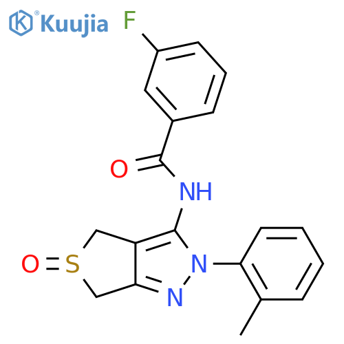3-fluoro-N-2-(2-methylphenyl)-5-oxo-2H,4H,6H-5lambda4-thieno3,4-cpyrazol-3-ylbenzamide structure