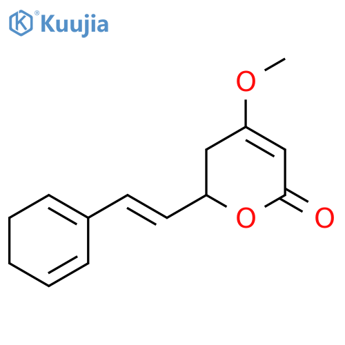 6-(1E)-2-(cyclohexa-1,5-dien-1-yl)ethenyl-4-methoxy-5,6-dihydro-2H-pyran-2-one structure